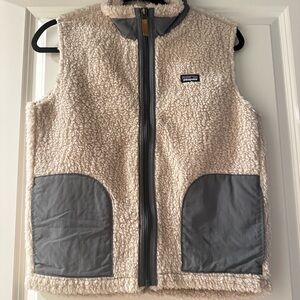 Patagonia Cream and Gray Sherpa Vest